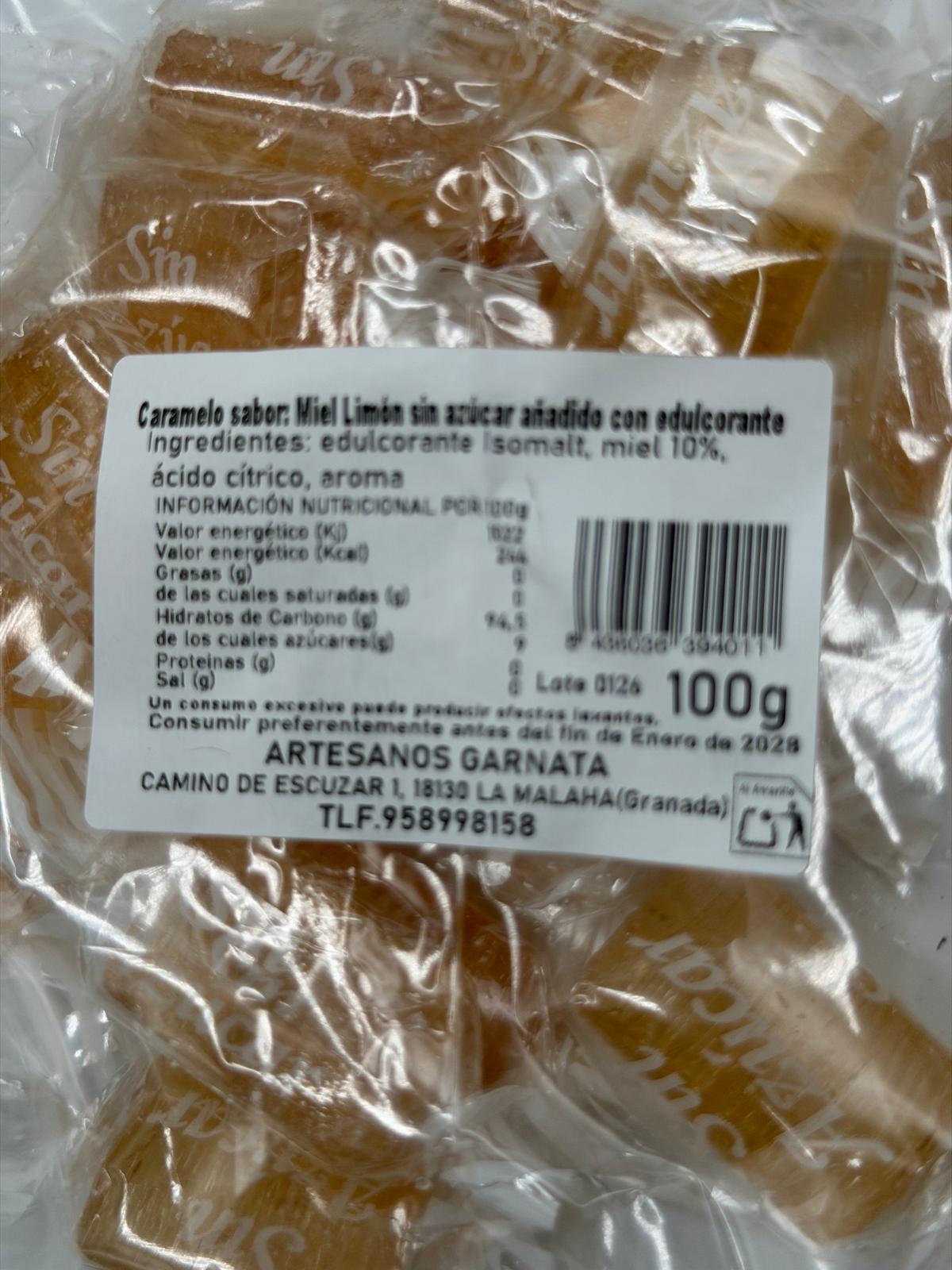 caramelos MIEL Y LIMÓN 100GRS SIN AZÚCAR AÑADIDO