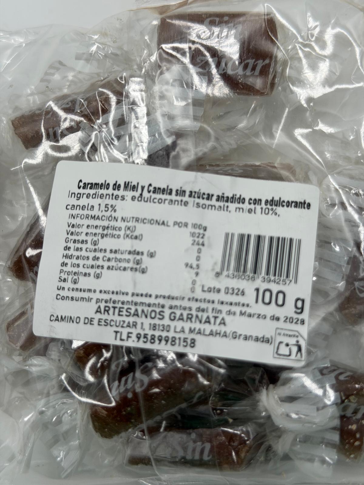 caramelos miel y canela 100grs sin azúcar añadido