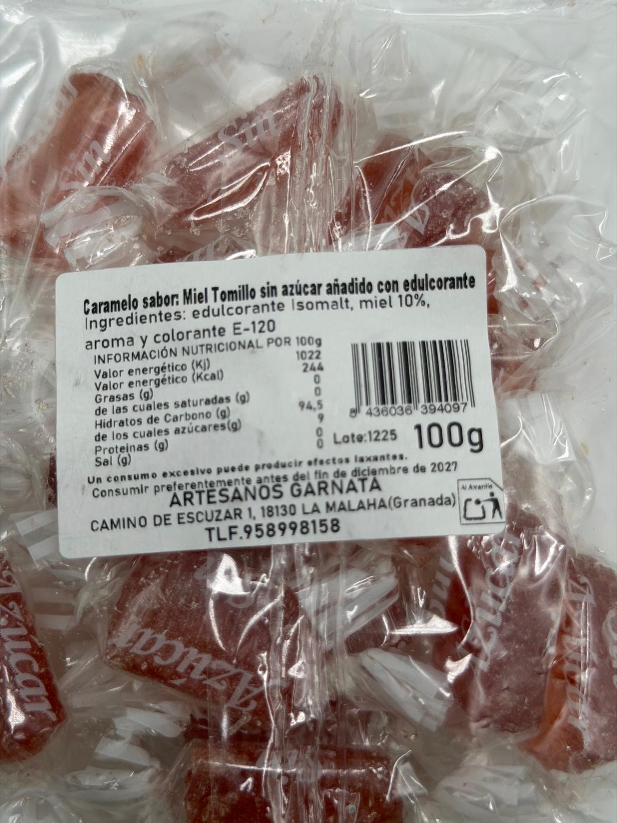 caramelos Miel Tomillo sin azúcar 100grs