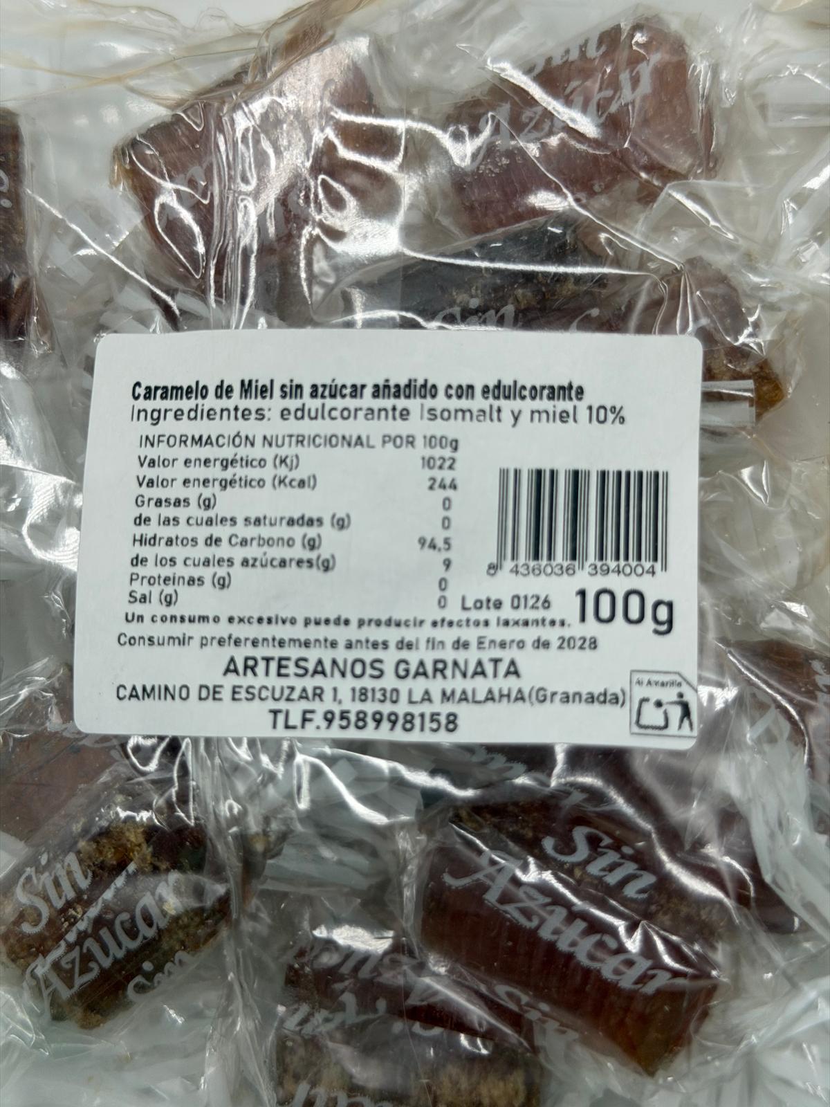 caramelos miel 100grs sin azúcar añadido